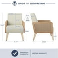 thumbnail image 2 of BELLEZE Mid-Century Accent Armchair with Solid Wood Frame, Toweling Fabric, Ergonomic Oversized Backrest For Reading and Relaxing in Living Rooms, Bedrooms, Lounges, and Offices - Kensington (Cream), 2 of 7