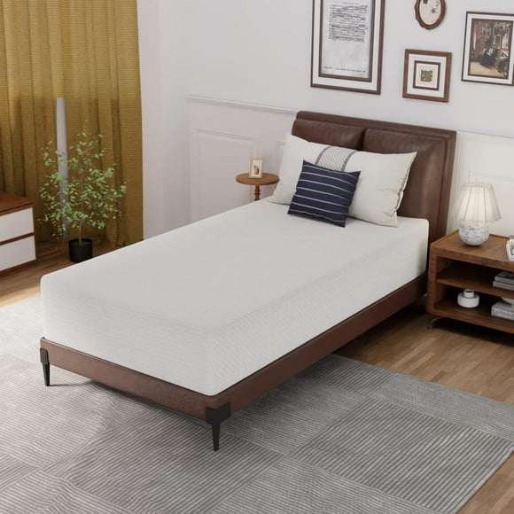 12 Inch Green Tea Memory Foam Mattress Cooling Gel Infused Mattress,Medium Firm Mattresses CertiPUR-US Certified/Bed-in-a-Box/Pressure Relieving,White