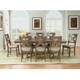 thumbnail image 2 of Roundhill Furniture Raven Wood 9-Piece Dining Set, Extendable Trestle Dining Table with 8 Chairs, Glazed Pine Brown, 2 of 16