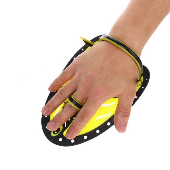 Yellow S Swim Paddles - Adjustable Flippers for Swimming Training - Flat Paddles for Kids, Children, Men, Women