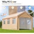 thumbnail image 5 of ADVANCE OUTDOOR 10x20 ft Heavy Duty Carport with 6 Roll-up Ventilated Windows & Removable Sidewalls, Beige & White, 5 of 8