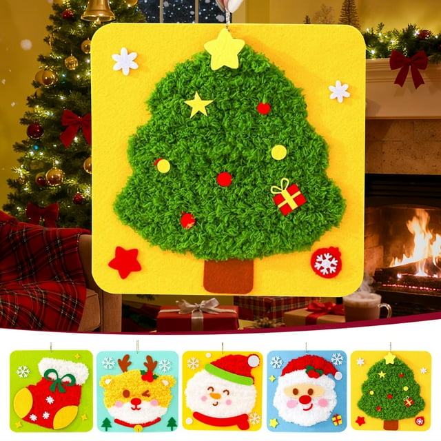 Crafting Kit,Embroidery Yarn Painting Materials,Christmas Handmade Sewing Supplies,DIY Home Decor,Art Craft Project Kit,Portable Foldable Design,Wooden Storage Box,For Bedroom Crafting