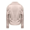 thumbnail image 4 of Lovskoo Women's Leather Jacket Zipper Turndown Collar Solid Color Long Sleeve Hoodless Casual Jackets Short Outwear Motorcycle Jacket Beige, 4 of 9