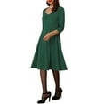 thumbnail image 4 of Allegra K Women's Sweetheart Neck 3/4 Sleeve Cocktail Dress S Dark Green, 4 of 5