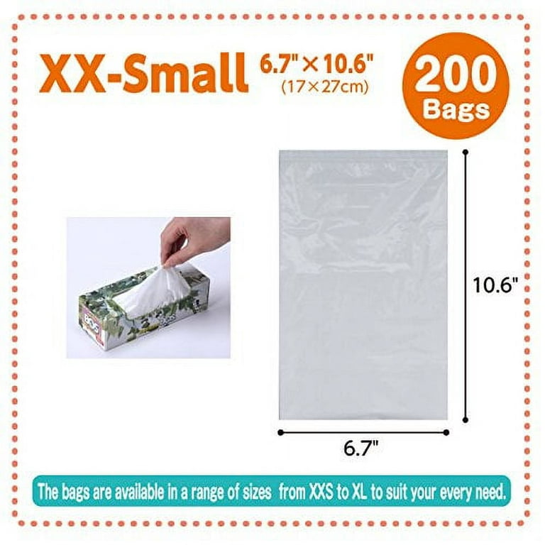 BOS Amazing Odor Sealing Disposable Bags for Dog Poop, Diaper or any  Sanitary Product Disposal -Durable and Unscented (200 Bags)[Size: XXS,  Color: White] 