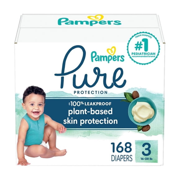 Pañales Pampers Pure Protection, tamaño 3, suministro para un mes, 168