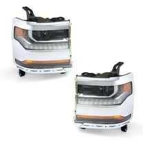 SEBLAFF For 2016-2018 Chevy Silverado 1500 HID/Xenon Chrome Right Left Headlight w/ LED