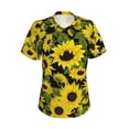 thumbnail image 2 of Uemuo Sunflowers In Vintage Printed Women's Classic V-Neck T-Shirt - Soft, Breathable, Moisture-Wicking, Perfect for Casual, Office, Travel, and Everyday Wear-Medium, 2 of 5