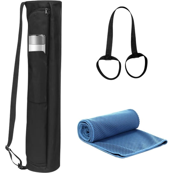 Full-Zip Exercise Yoga Mat Carrier Bag with Adjustable Shoulder Strap for Women, Sports Equipment Storage (BLack)