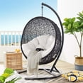 thumbnail image 3 of Modway Encase Modern Rattan/Fabric Outdoor Swing Chair with Stand in Black/White, 3 of 9