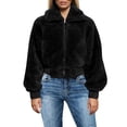 thumbnail image 2 of FANCYINN Womens Teddy Cropped Faux Fur Jacket Furry Lapel Coat Zip Up With Pockets Warm Winter Black XXL, 2 of 7