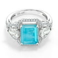 thumbnail image 2 of Gem Stone King 3.09 Cttw Green Turquoise Ring for Women | 925 Sterling Silver | Center Emerald Cut 10X8MM | Wedding Engagement Anniversary Promise Ring for Women | Size 5, 2 of 4