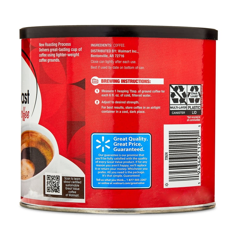 Great Value Colombian Medium Dark Roast Ground Coffee 22.6 oz