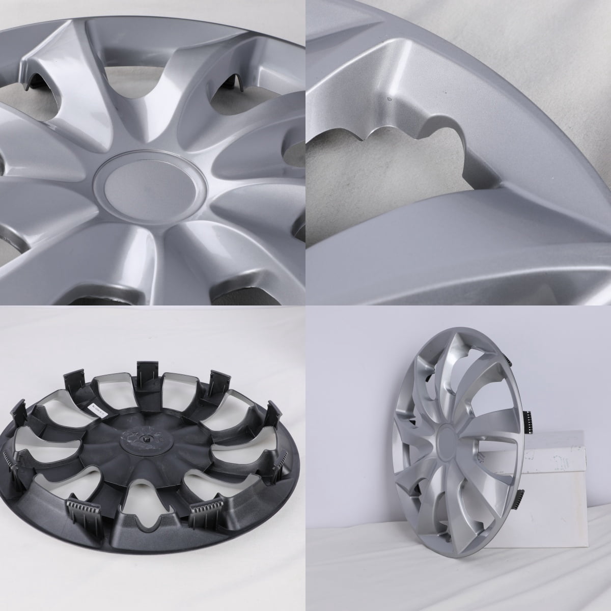 13" Silver Hubcaps/Wheel Covers for Most Cars,Set of 4 Snap on Car Truck SUV Hub Cap,PP Material