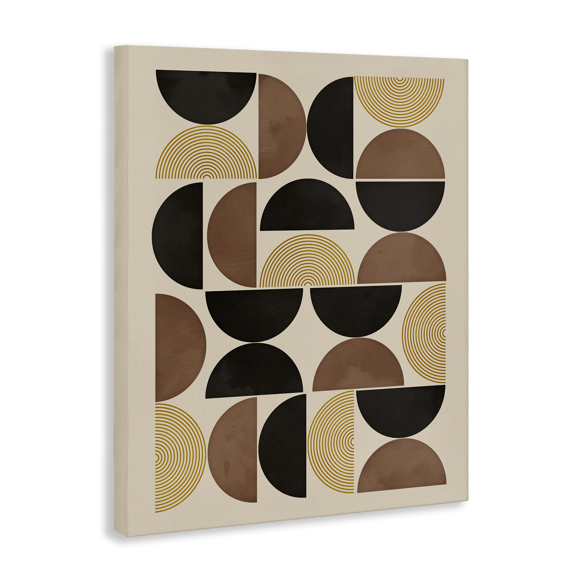 Stupell Industries Midcentury Beige Shapes Abstract Painting Wrapped Canvas Art Print Wall Art, 16 x 20