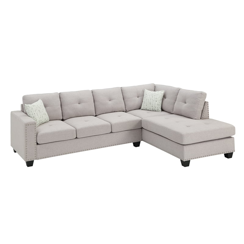 Bowery Hill Somerset Light Gray Linen Reversible Sectional With Ottoman Com - Bowery Hill Gray Linen Reversible Sectional Sleeper Sofa With Storage Bowery Hill Somerset Light Gray Linen Reversible Sectional With Ottoman Com - Bowery Hill Gray Linen Reversible Sectional Sleeper Sofa With Storage