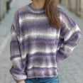 thumbnail image 5 of UAMVSH Women's Oversized Gradient Sweaters Long Sleeve Crew Neck Drop Shoulder Pullover Trendy Casual Loose Fit Knitted Sweaters(Small,Purple), 5 of 5
