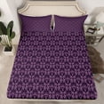 thumbnail image 2 of Feelyou Western Purple Damask Bed Sheets, Gothic Sheep Skull King Sheets, 4pcs, 2 of 7