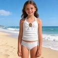 thumbnail image 2 of REDARER Halter Flower Decor Textured 2 Piece Tankini Swimsuit, Girls Swimwear Bathing Suit for Kids & Teens,8-9 Years, 2 of 9