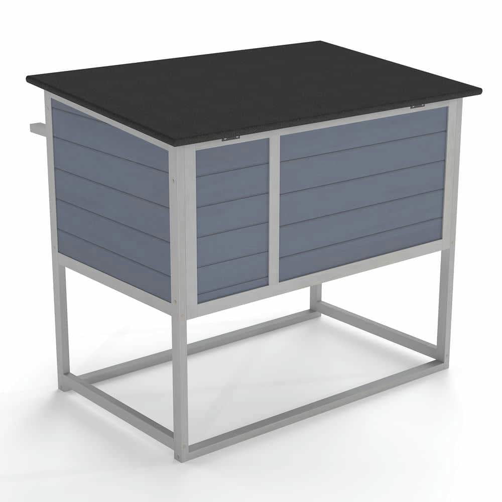Yardi Yarda Weatherproof Outdoor Cat House with Highly Elevated Bottom, Elevated Feral Cat Shelter with High Legs and Curtained Door, Escape Door, Openable Top, Gray
