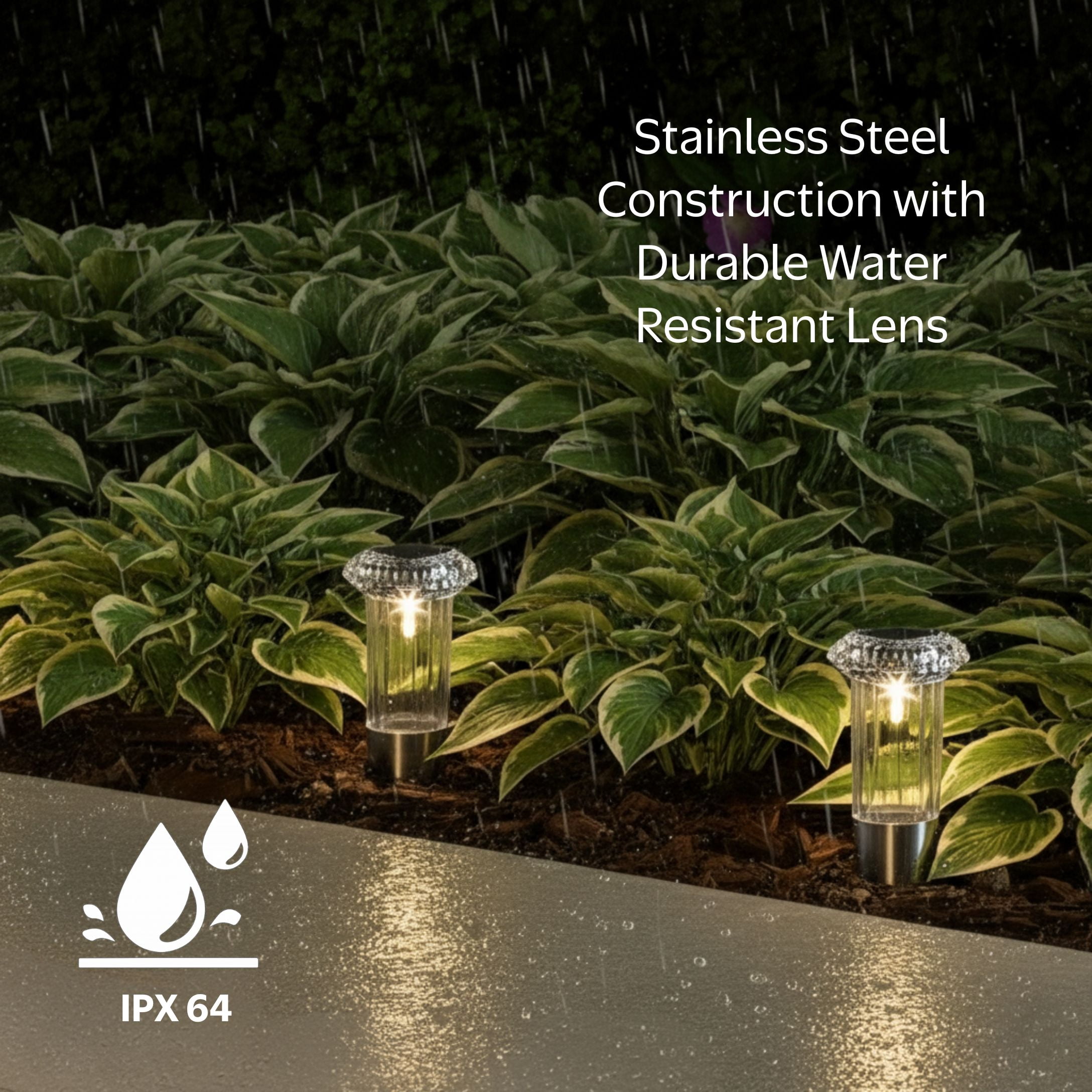 Mainstays Diamond Stainless Steel Solar Powered Mini Bollard Path Light, 6 Pack