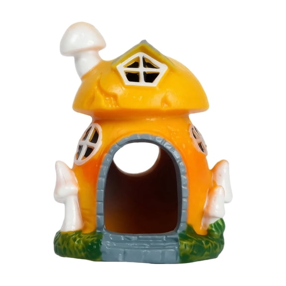 Mushroom House Fish Tank Ornament for Aquarium Landscape, Resin Hideaway Cave for Small Fish and Hermit Crabs, Colorful Simulation Mushroom Decor