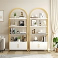 thumbnail image 5 of Arched Bookshelf  4-Tier Open Bookshelf with Drawers Modern Bookcase Display Shelf Racks with Metal Frame Freestanding Tall Storage Organizer for Living Room Easy Assembly Gold, 5 of 7