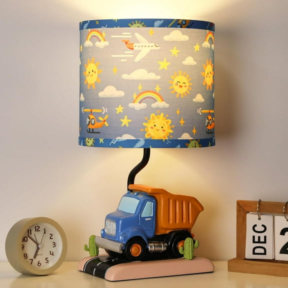 Car Bedside Table Lamp for Kid Truck Nursery Lamp for Boy Girl Bedroom Nightstand Study Room Cute Desk Lamp Blue