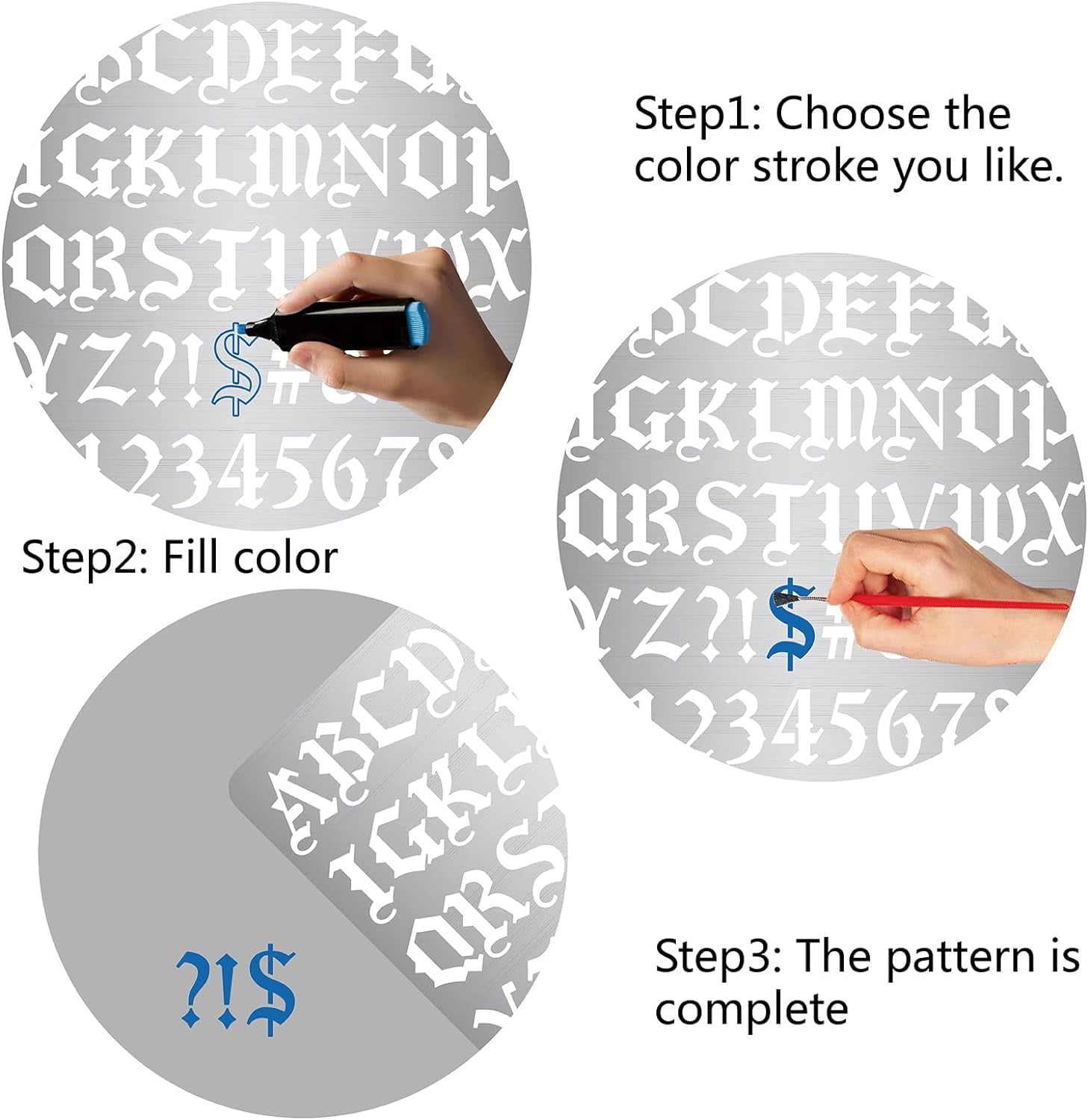 6.3 Inch Metal Gothic Font Lettering Stencil 1" High Stainless Steel Old English Font Ancient Alphabet Number Template Runes Punctuation Stencils for Painting Wood Burning Engraving Crafts
