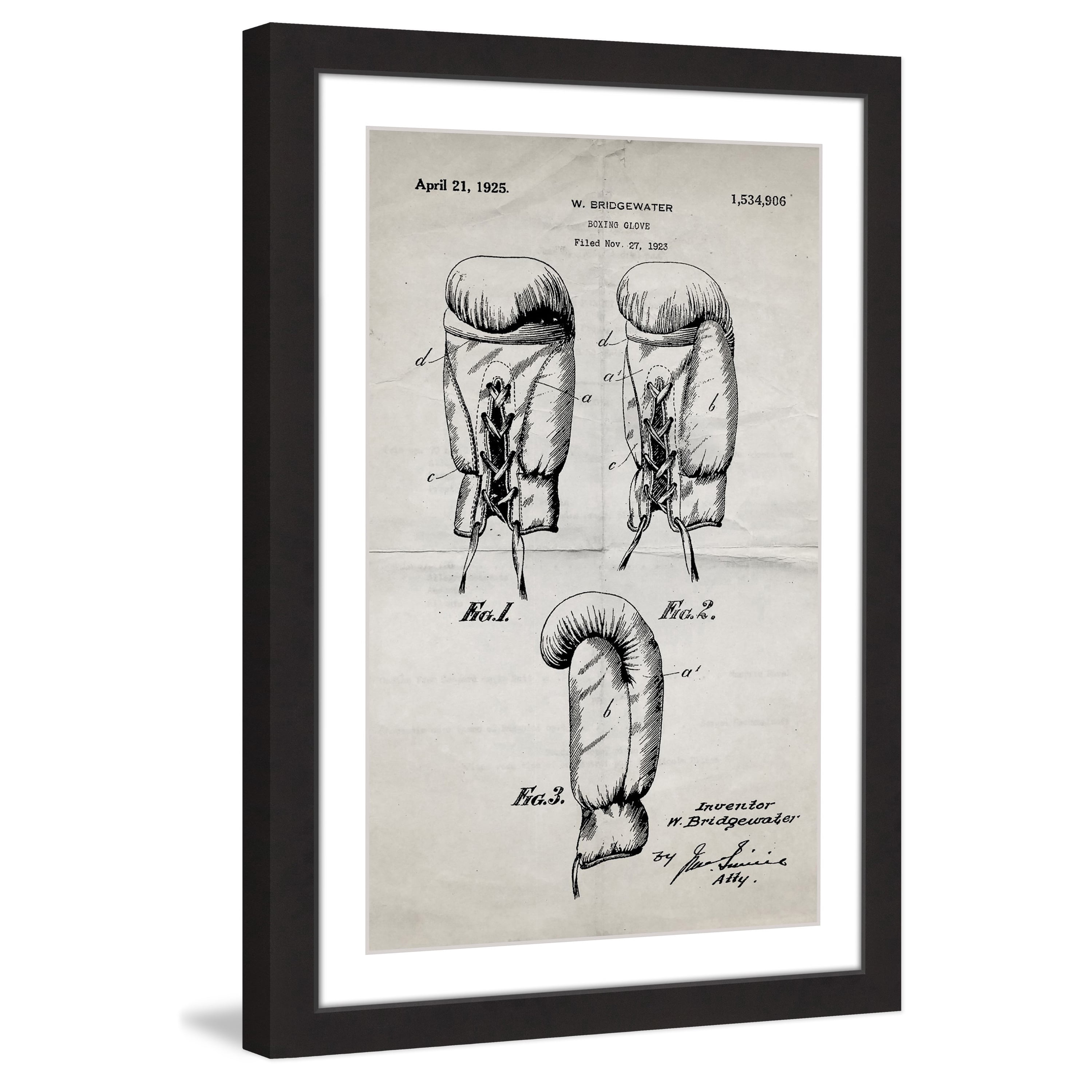"Boxing Gloves 1923 Old Paper" Framed Painting Print
