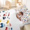 thumbnail image 4 of Castle Fairy Minimalist Cartoon Car Bedding Comforter Set 7 Pieces for Kids, Vehicle Automobile Full Bedding Set for Bedroom, Red Blue Yellow, 4 of 7