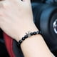 thumbnail image 4 of Pulseras de cuentas negras mate de 8 mm con piedra de ónix y corona de rey., 4 of 5