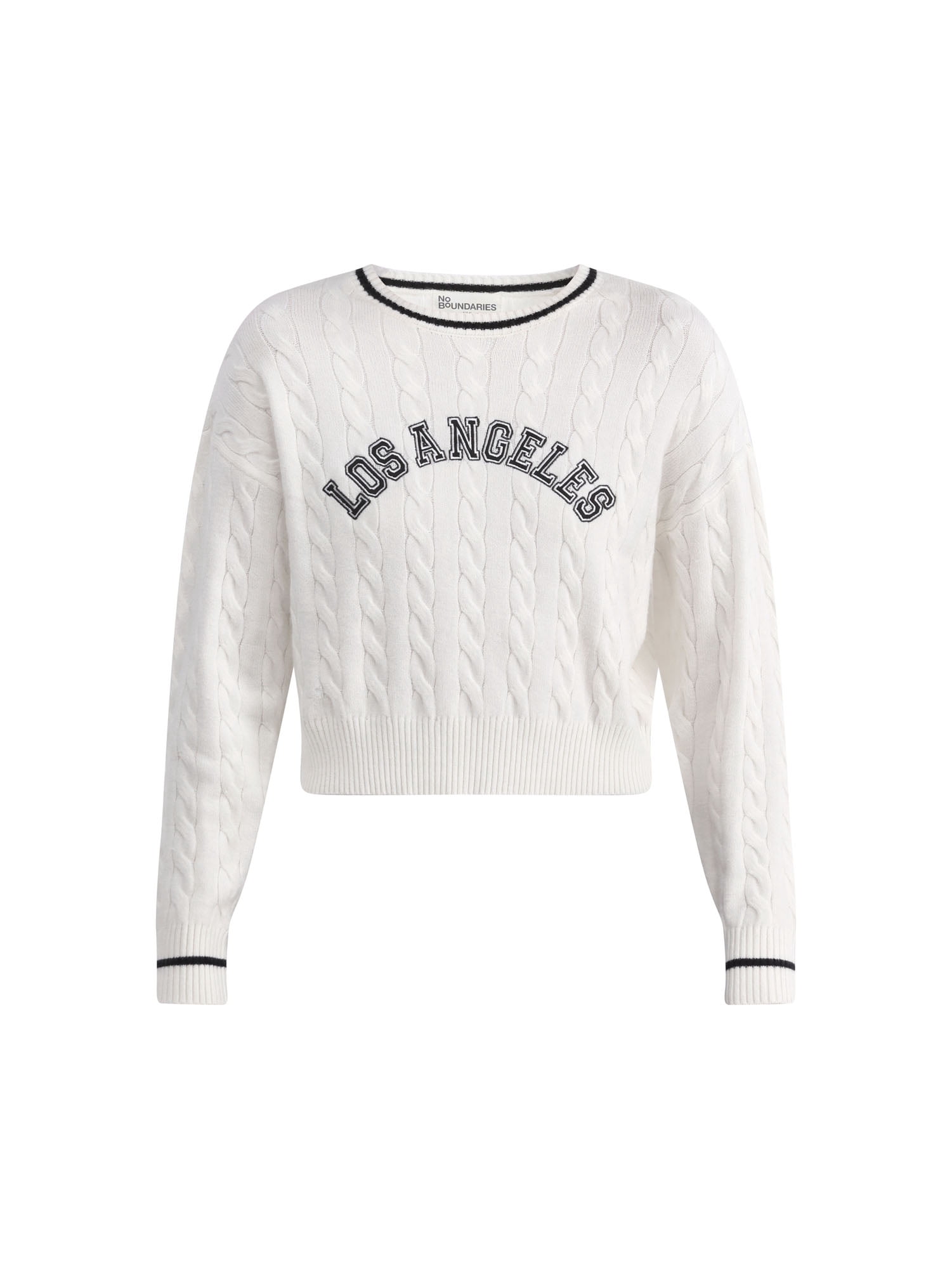No Boundaries Cable Pullover Sweater, Women's