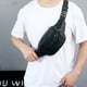 thumbnail image 5 of Riñonera de cuero de gran capacidad, deportiva, tipo mensajero, para hombre, de cuero, para teléfono móvil, para el pecho, de cuero., 5 of 6
