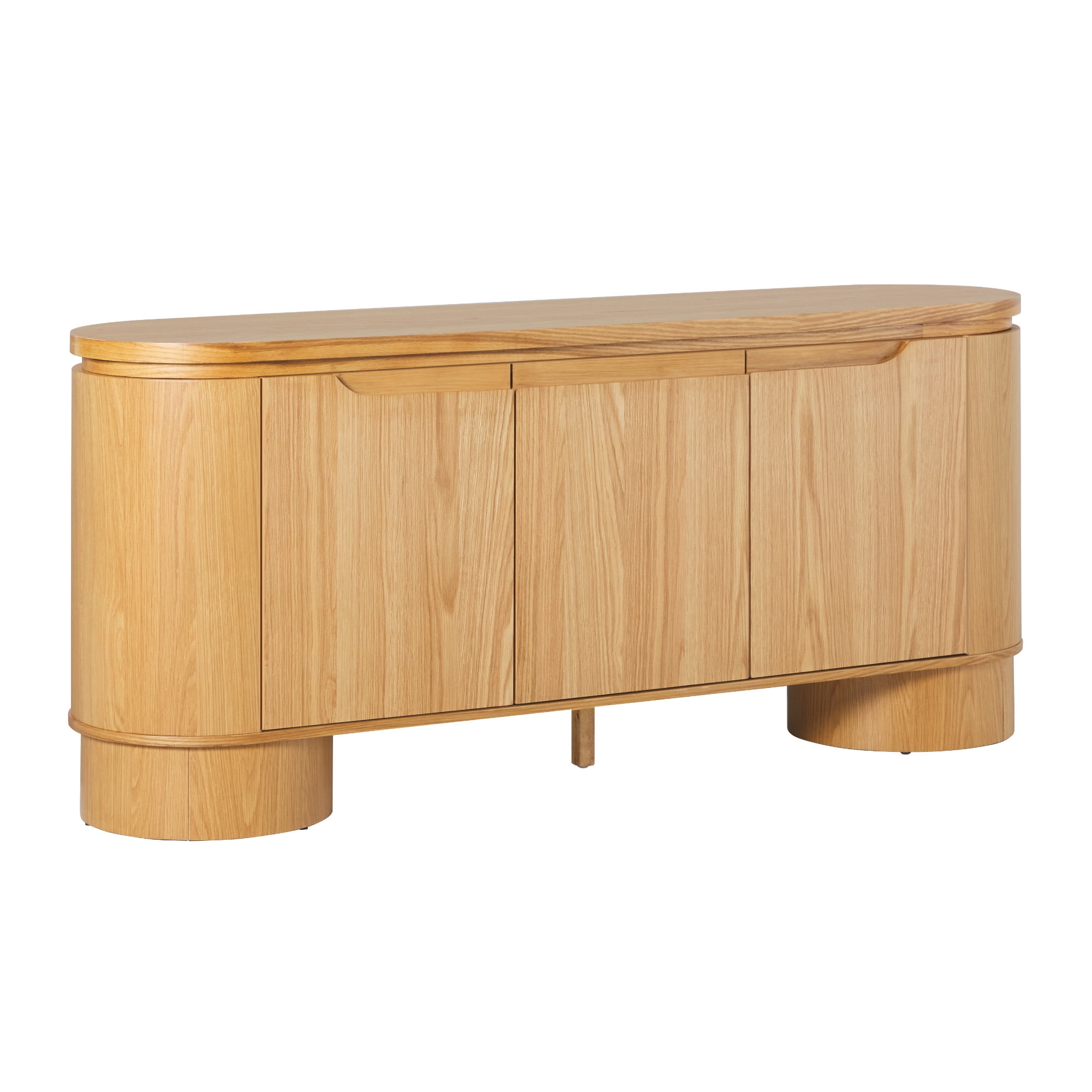 Walker Edison Modern Large Curved Wood Sideboard TV Stand, White Oak