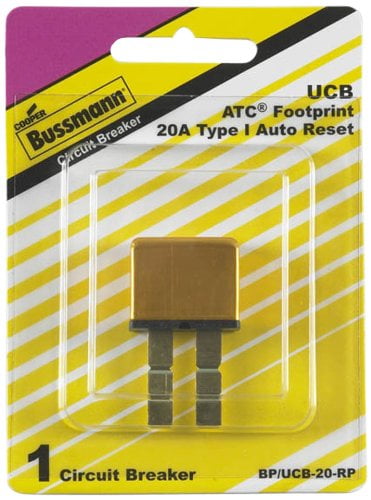 Bussmann UCB-20 Circuit Breaker , Type I, ATC Footprint Automotive Snap-Off - 20 A 1 Pack 
