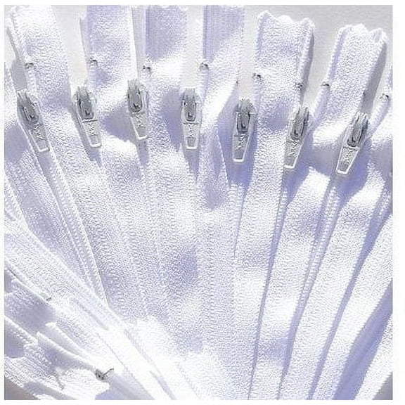 SALE 9" Zipper YKK Color 501 White #3 Skirt & Dress (25 Zippers / Pack)