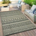 thumbnail image 2 of Hasoo 9' x 12' Black & Khaki Outdoor Rug Plastic Straw Rug Bohemia Carpet Waterproof PP Tube Woven Portable Mat for Patio Decor, Balcony, Picnic, 2 of 7
