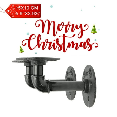 Industrial Wall Mounted Iron Pipe Shelf Bracket Bookshelf, Open Display Rustic Heavy Duty Hardware Floating Shelves for Office Home Christmas Decor,15*8cm/16*6 cm/12*12 cm, 2-Pack