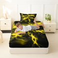 thumbnail image 4 of Homewish Yellow Glowing Lightning Twin Sheets,Modern Geometric Bedding,3pcs,1 Fitted Sheet and 1 Pillowcase, 4 of 6
