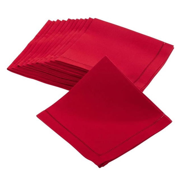 SARO 6301.R22S Serviette de Table à Bordure Ourlet Classique Carré 22 Po. Rouge - Ensemble de 12