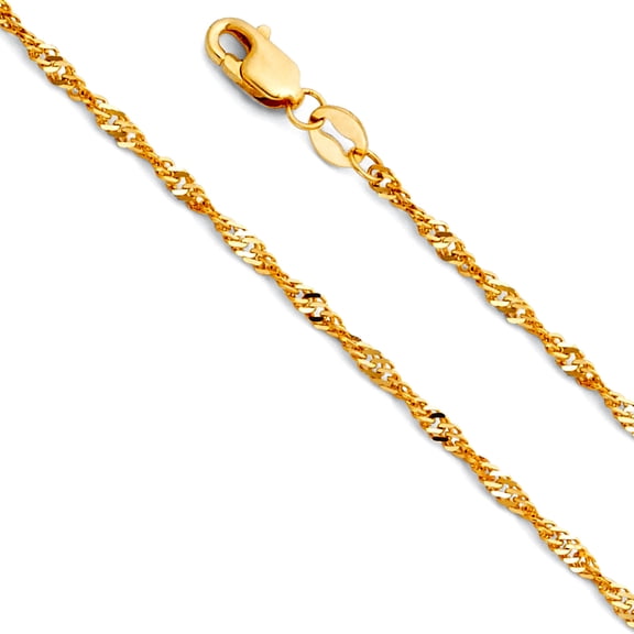 14k Yellow Gold 1.8mm Singapore Chain Necklace -24 Inch Chain Necklace for Women and Men - 3.0 Grams