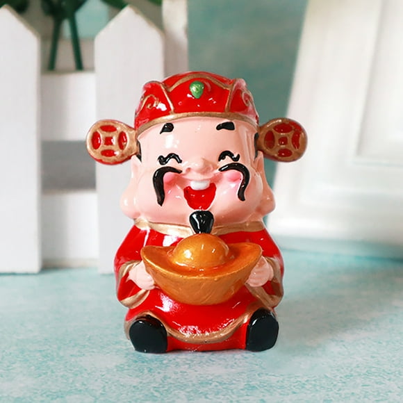 Dieu de la Richesse Couple Mini Statue Feng Shui Figurine de Bouddha Heureuse Modèles de Moine Mignons Ornement de Voiture en Résine