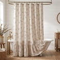 thumbnail image 4 of Lipa Farmhouse Rustic Shower Curtain,Ruffled Linen Shower Curtain with metal hooks,Floral,72" x 72", 4 of 9