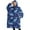 DarkBlue Cartoon Dinosaurs-2, variant on Oversized Wearable Blanket Hoodie,DarkBlue Cartoon Dinosaurs Pattern Sherpa Blanket Hoodie with Super Pockets,Super Warm Fuzzy Pullover for Women & Men