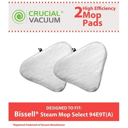 Mhp Part - 2 Bissell Steam Mop Select Mop Pads Fit Bissell Steam Mop Select Hard Surface Cleaner 94E9T(A), Compare Part # 76B2A By Crucial Vacuum