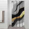 thumbnail image 2 of Black White Gold Marble Pattern Shower Curtain 36"x72" ,Bathroom Decorative Shower Curtains Set with 12 Hooks,Modern Waterproof Washable Shower Curtain, 2 of 6