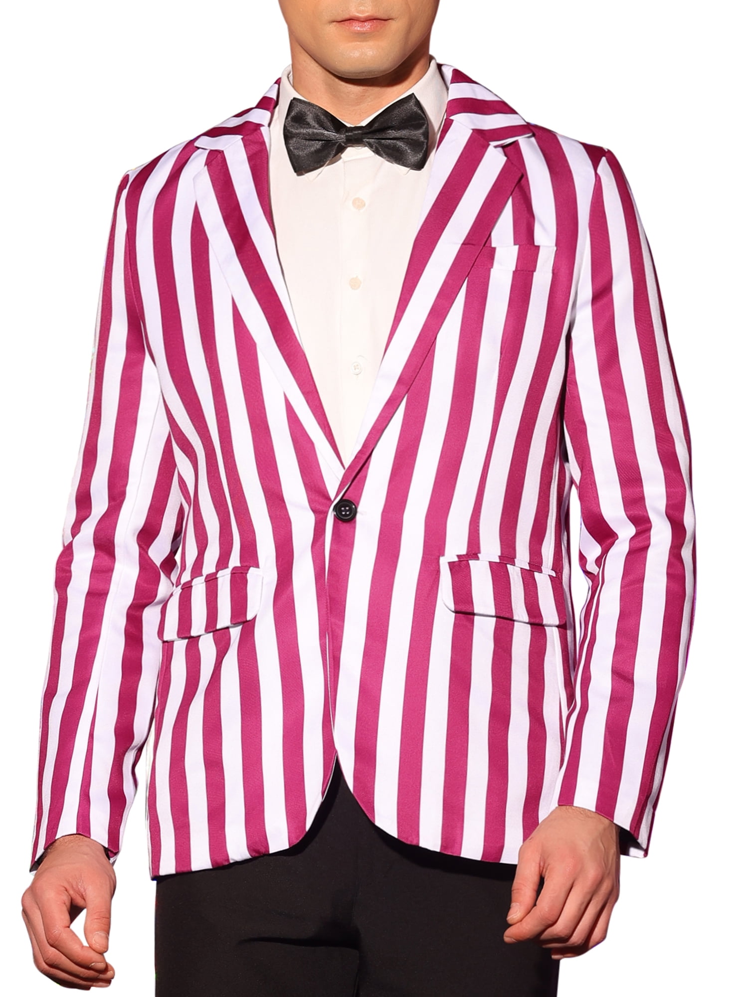 INSPIRE CHIC Men's Suit Striped Single Breasted Slim Fit Casual
