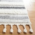 thumbnail image 3 of SAFAVIEH Moroccan Tassel Owen Striped Shag Area Rug, Ivory/Grey, 4' x 6', 3 of 8