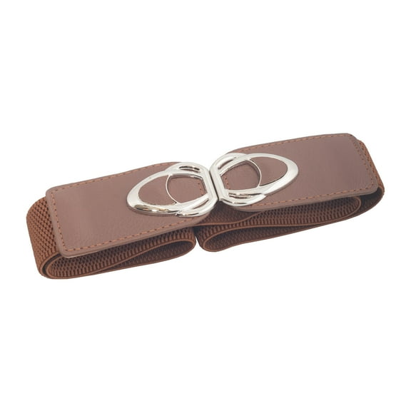 eVogues Plus size SIlver Buckle Elastic Cinch Belt Brown